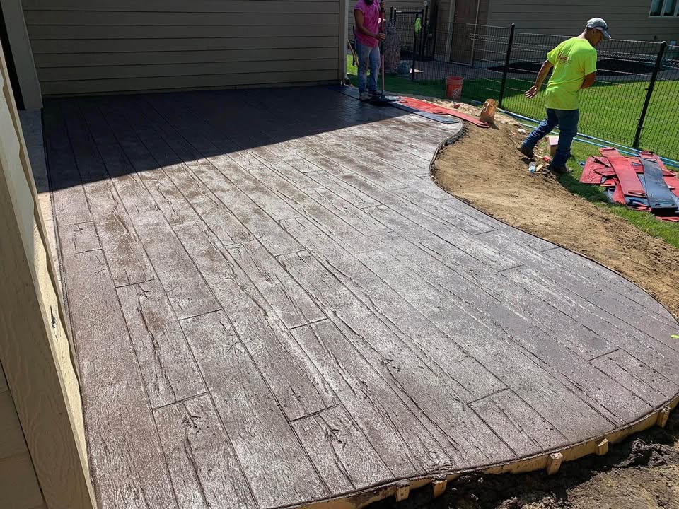 Stamped concrete patio and walkway project in Enid Oklahoma