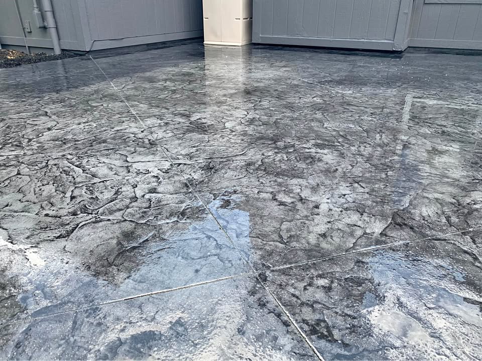Stamped concrete patio and walkway in Enid Oklahoma